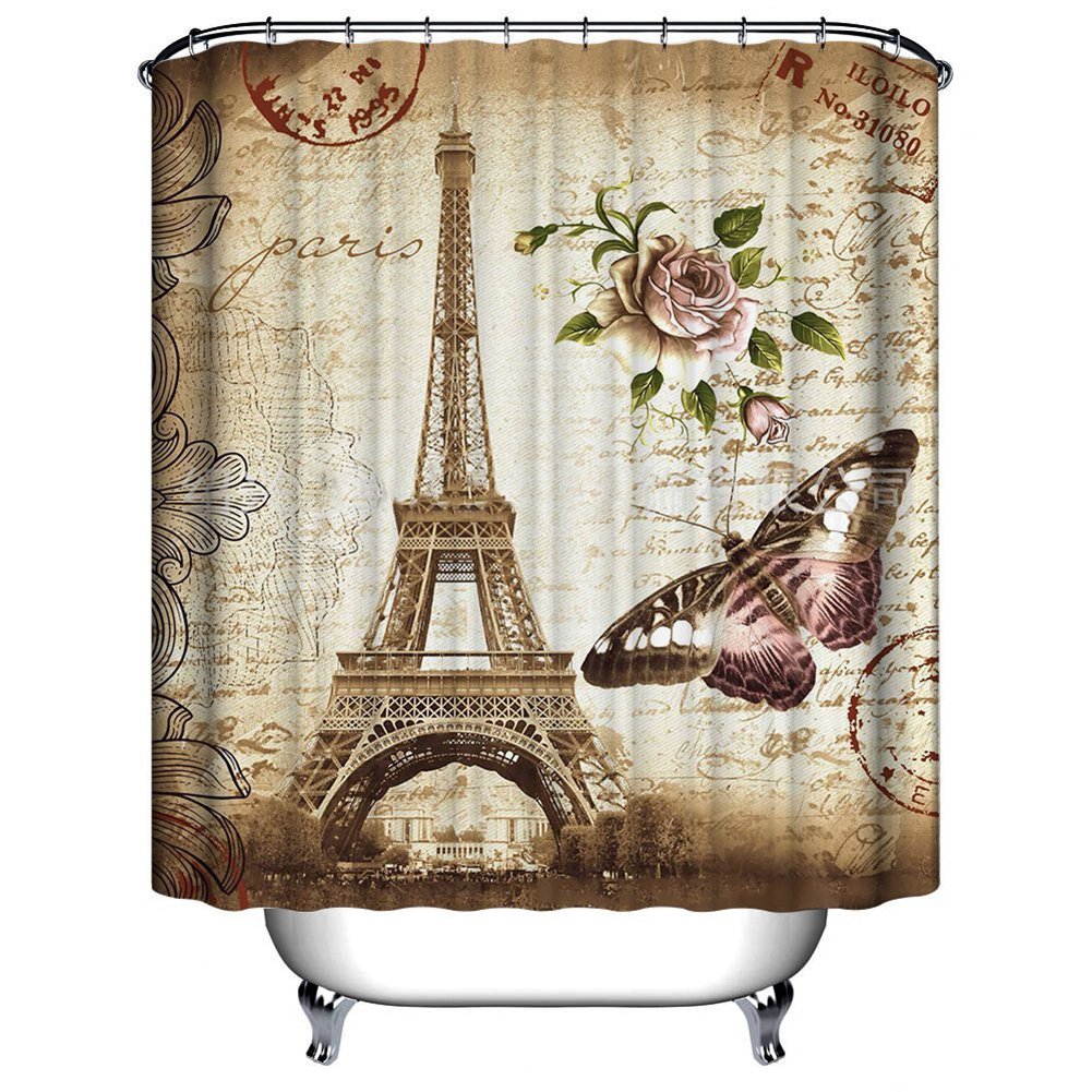 Daesar 3d Shower Curtain Polyester Vintage Shower Curtain Pink