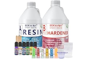 ERCORART Epoxy Resin Kit - 1 Gallon Clear Resin Epoxy with Pigment, Glitter, Self Leveling Easy Mix 1:1 Casting Resin and Hardener, Resin Art Supplies for River Table Tops, Jewelry Projects, Mold Casting