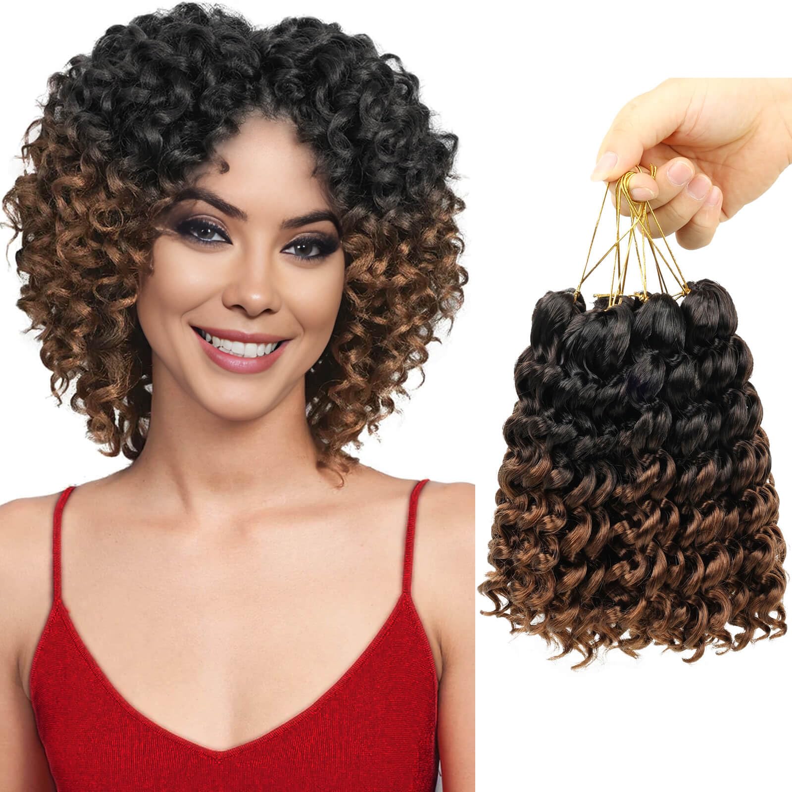 BECUS 5 Packs Gogo Curl Crochet Braids Hair Extensions for Black Women Jamaican Bounce Crochet Hair Curl Crochet Synthetic Hair Extensions 24 Root/Pack(#1B/30)