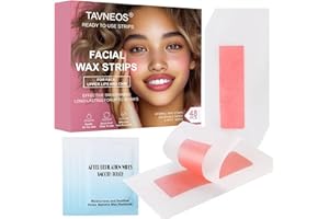 TAVNEOS 48 PCS Facial Wax Strips for Hair Removal on Face & Body | Gentle Rose Extract Formula for Sensitive Skin | At-Home Waxing Kit for Eyebrows, Upper Lip, Bikini, Brazilian with 6 Calming Oil Wipes