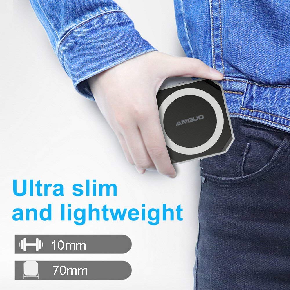 Anguo Wireless Charger, Qi Certified Fast Wireless Charger Charging Pad for iPhone X / 8/8 Plus, Samsung Galaxy S9, S9 Plus and All Qi-Enabled Device（NO AC Adapter）