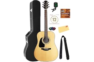 Takamine GD30LH Dreadnought Acoustic Guitar, Left Handed - Natural Bundle with Hard Case, Tuner, Strap, Strings, Picks, Austin Bazaar Instructional DVD, and Polishing Cloth