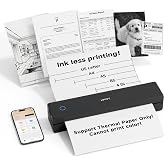 HPRT Portable Printer Wireless for Travel, Inkless Thermal Printer Black | For iOS/Andorid/Laptop, Supports Thermal Paper &amp; Labels,Supports 8.5"x 11"US Letter &amp; A4, A5 for Office/Home/School/Vehicles