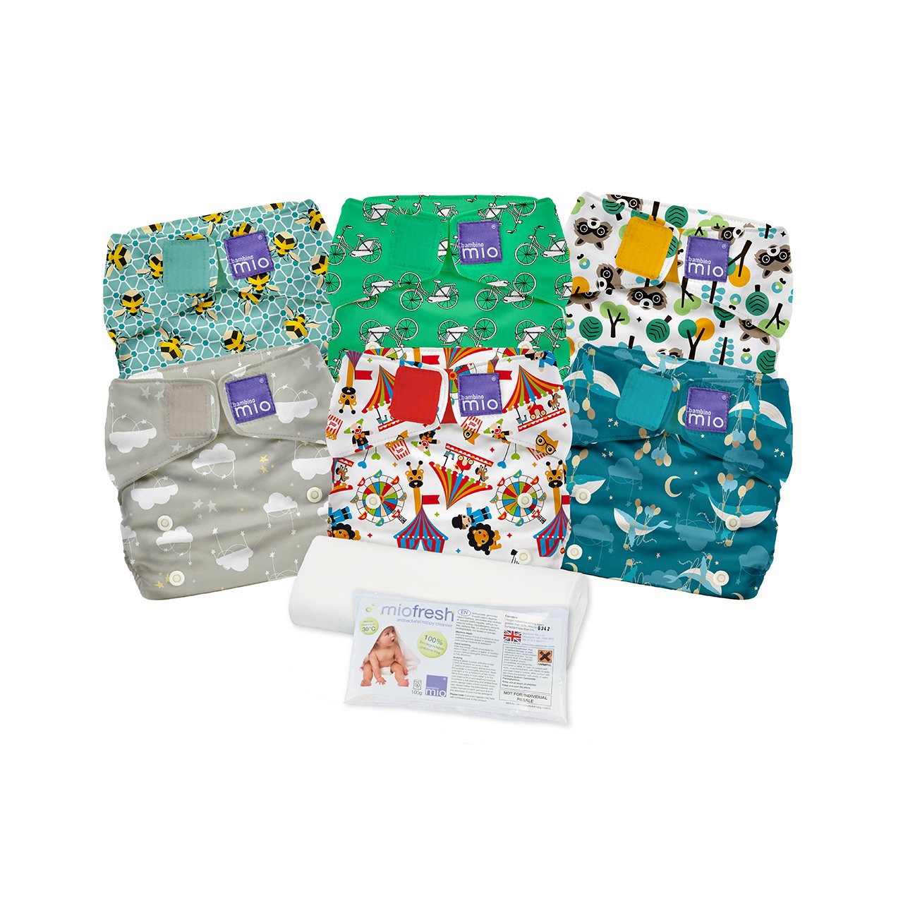 Baby_Product Bambino Mio Miosolo Reusable Nappy Mix Set 6 Count (Pack of 1) Mixed