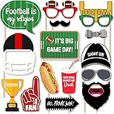 Football Photo Booth Props Kit, 26 Pieces Football Season Photobooth, Game Day Decoration Supplies Gift, Fun Photography Posing Signs, Sport Theme Birthday Party Favors