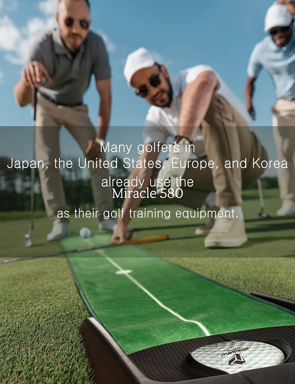 WINNER SPIRIT Miracle 580, Indoor Putting Green, Kickback Putt Mat, Portable, Minimal Noise, Auto Ball Return, Real Golf Practice, 1, 063 x 16.25 in, Requires 4 x 1.5 AA Batteries (Included) : Sports & Outdoors