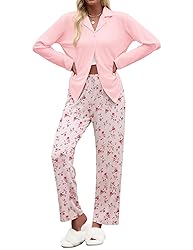 Ekouaer Women's Pajamas Sets Button Down Long