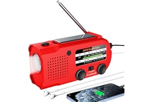 LEATON Hand Crank Radio,Emergency Radio, NOAA/AM/FM Weather Radio, Solar Radio, 5000MAH Rechargeable Battery Powered with USB Charging, SOS Alarm,Flashlight, & LED Reading Lamp for Camping Survival Home