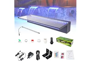 AQUADOCK 24'' APP Acrylic Pond Fountains Multi-Color LED Light Outdoor Pool Waterfalls, Water Patio Waterfall Spillway Koi Pond Waterfalls Fountains Kit for Garden Swimming Pool Decorations