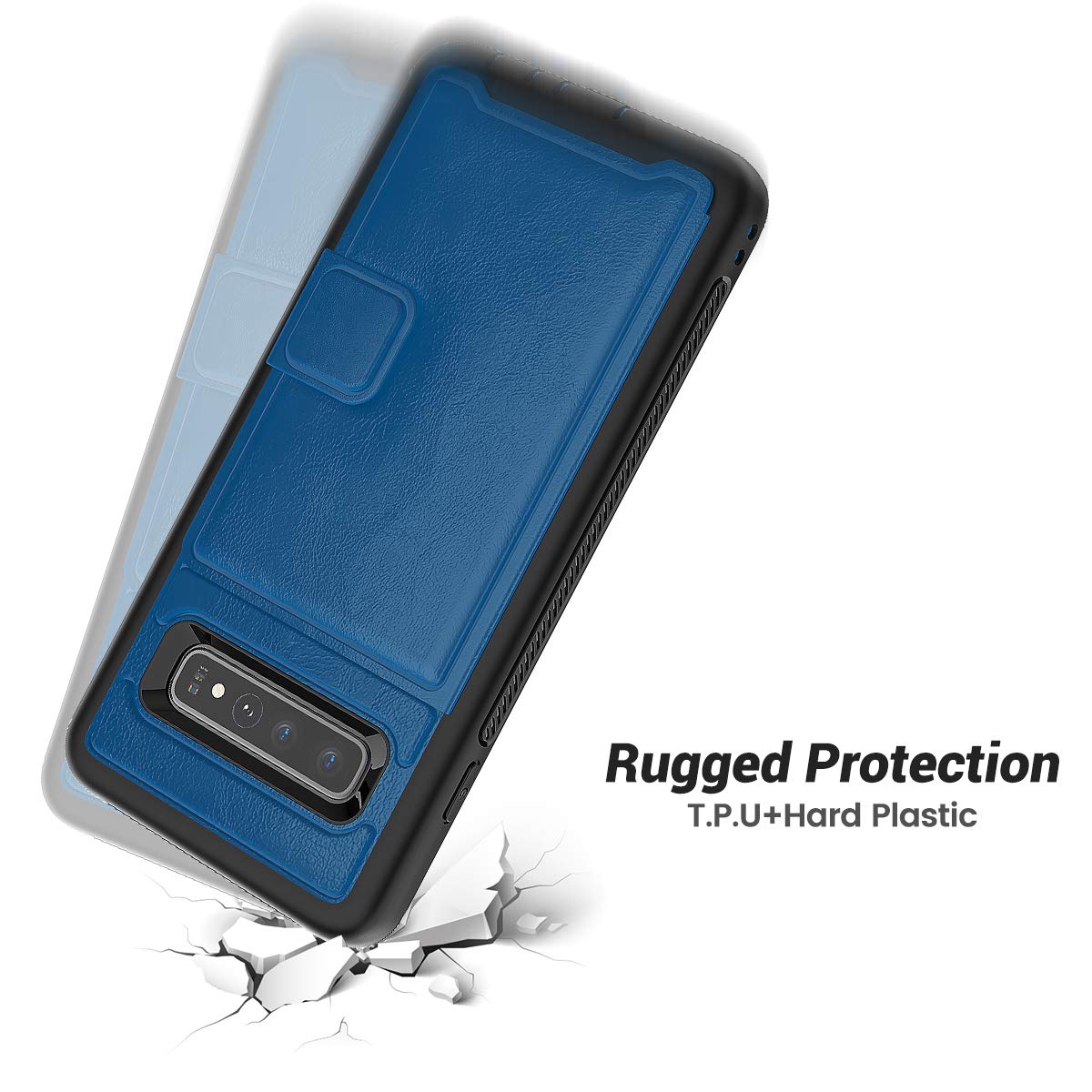 Galaxy S10e Case, Sumsung S10e Wallet Card Slots Holders Kickstand Flip Cover Bumper PU Leather TPU Rubber Hard PC Frame Magnetic Slim Shockproof Durable Shockproof Protective Case Cover (Blue)