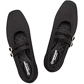 Frank Mully Women's Flats Square Toe Mary Jane Shoes Ballet Flats with Strap Comfortable Slip On Knit Shoes Dressy Casual