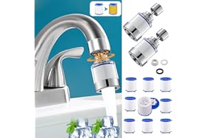 pzlobiet Bathroom Sink Filter, Faucet 360 Degree Rotating Filter Purifier Kitchen Tap Filtration Removes Chlorine Fluoride Heavy Metals Hard Water for Home & Bathroom(2 Pcs)