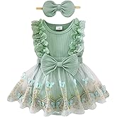 Baby Girl Clothes Infant Summer Outfits Cute Butterflies Mesh Ruffle Sleeveless Romper Headband Set 0-12 Months