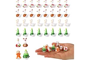 40pcs Mini Resin Goose, Cute Tiny Christmas Goose with 4 Style Mini Resin Animal Figurines Miniature Dollhouse Garden Decor f