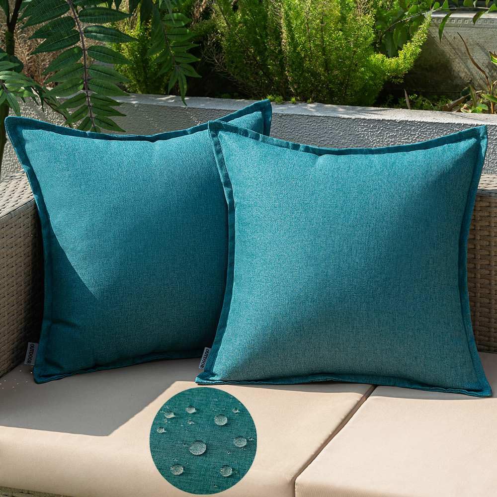 EMEMA Outdoor Cushion Weatherproof Cushion Cover Waterproof Sofa Cushion Waterproof Decorative Cushion 45 x 45 cm Cushion Covers Decorative Cushion Cover Set of 2 for Garden Sofa Living Room Bed