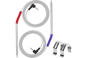 BEZMAKSAS 2-Pack Repalcement Meat Probe for Camp Chef Pellet Grill and Smoker, 3.5mm Plug Temperature Probe with Camp Chef Probe Clip Accessories