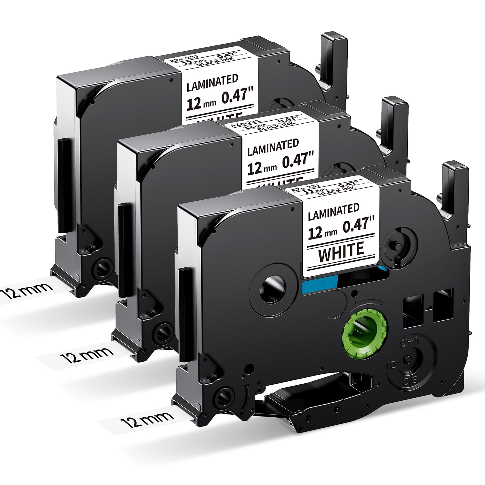 MarkField Compatible Label Tape Replacement for Brother P Touch TZ TZe-231 Laminated 12mm Label Tape for PT-H107B H105 H110 H100LB P300BT Cube D210 D400 E110/VP 1000 1010 Black on White