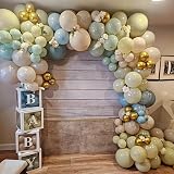 Togvu Dusty Green Blue Balloons 60 Pack 12 Inch Confetti Gold Beige Safari view 4