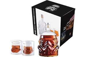 HYAUGX Whiskey Decanter Set With 2 Glasses, Transparent Creative Flask Carefe, Whiskey Carafe for Wine, Scotch, Bourbon, Vodka, Liquor - 750ml Unique Bottles Gift for Men Dad
