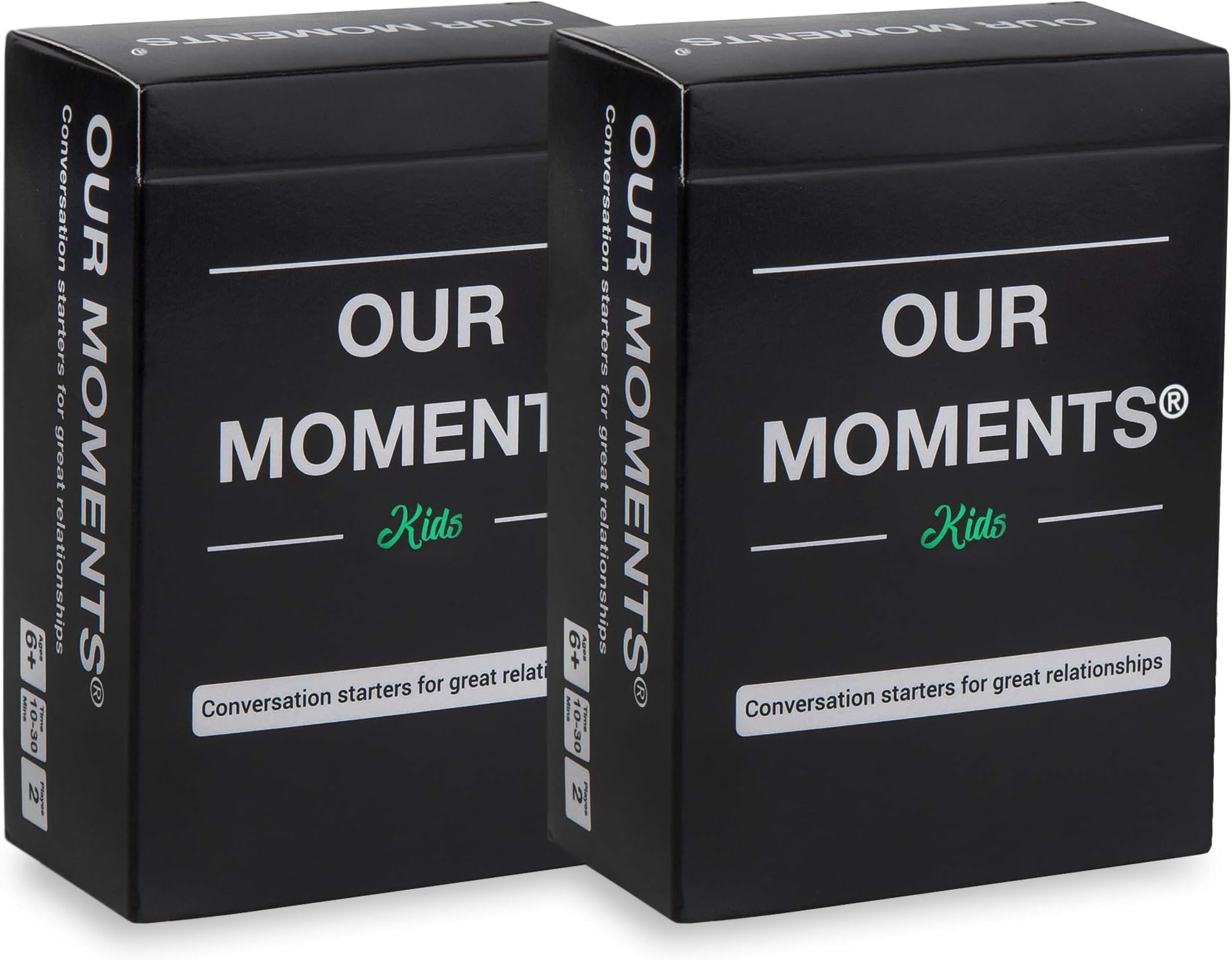 OUR MOMENTSKids (Bundle of 2): 100 Thought Provoking Conversation Starters for Great Parent-Child Relationship Building - Fun Car Travel, Road Trip Card Questions Game for Healthy Family Development
