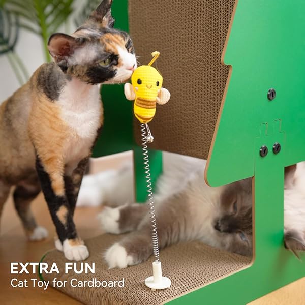 NEKOSAN CHRISTMAS CAT SCRATCHER, VERTICAL CAT SCRATCHING POST, CARDBOARD CAT SCRATCHER WITH BALL FOR INDOOR CATS, LARGE, TREE