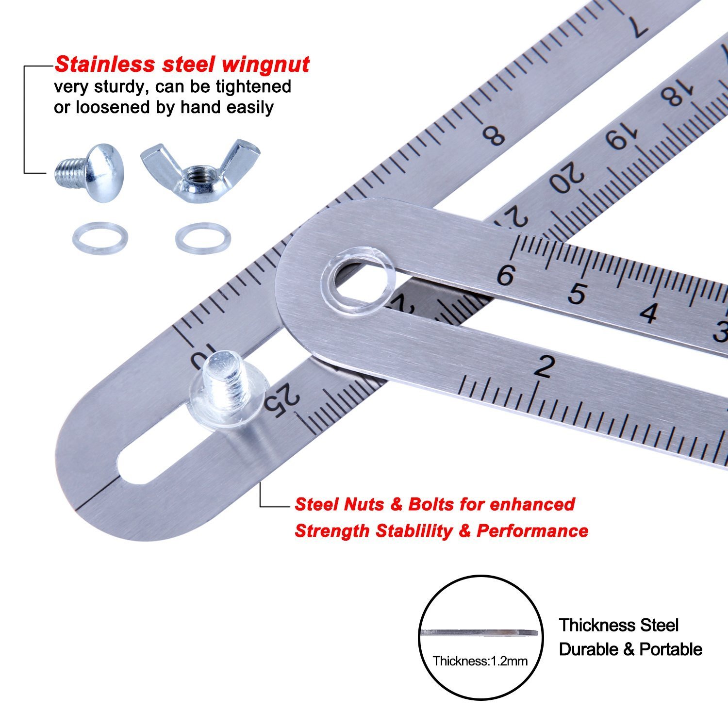 Angleizer Vorlage Werkzeug, WOWGO Werkzeug Lineal Edelstahl Messgerät für Handymen Bauherren Handwerker