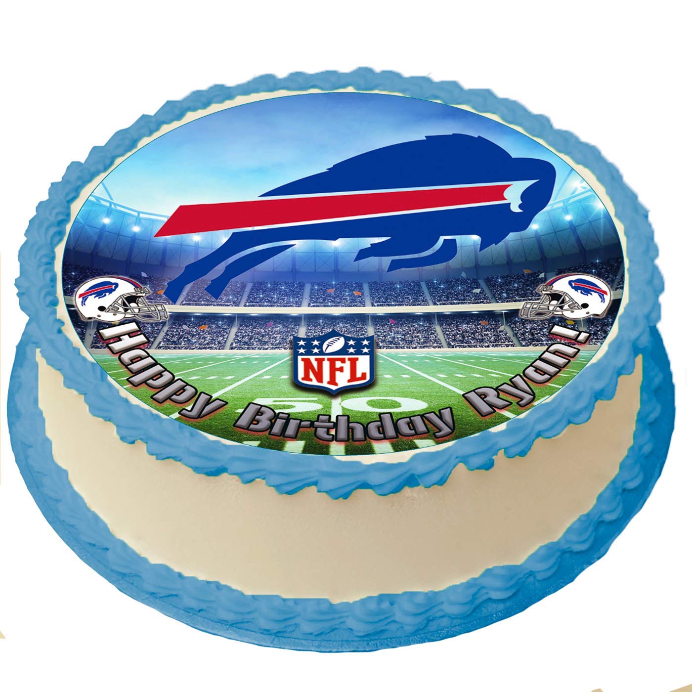 Buffalo Bills Nfl Personalized Cake Topper Icing Sugar Paper 8 Inches Round Sheet Edible Frosting Photo Birthday Cake Topper Amazon Com Grocery Gourmet Food