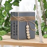 kroucoco Small Wood Decorative Book Stacks - Farmhouse Grey Decor view 4