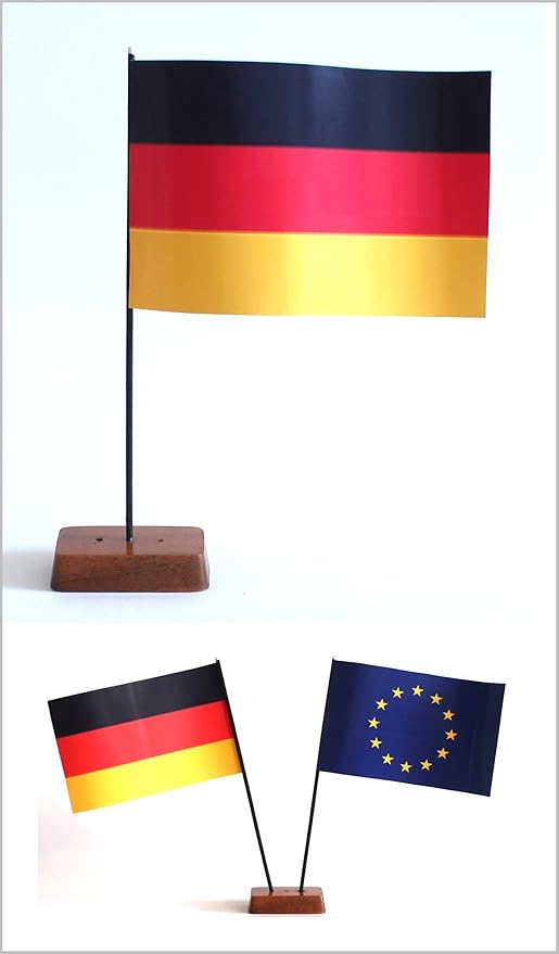 Österreich Tischflagge 15x25 Cm - Profiqualität Mit Massivholz-Ständer
