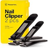 Nail Clippers for Thick Nails - 2 Pack Heavy Duty Toenail &amp; Fingernail Clippers for Men Precision Stainless Steel Cutter Set with Travel Case (Black)
