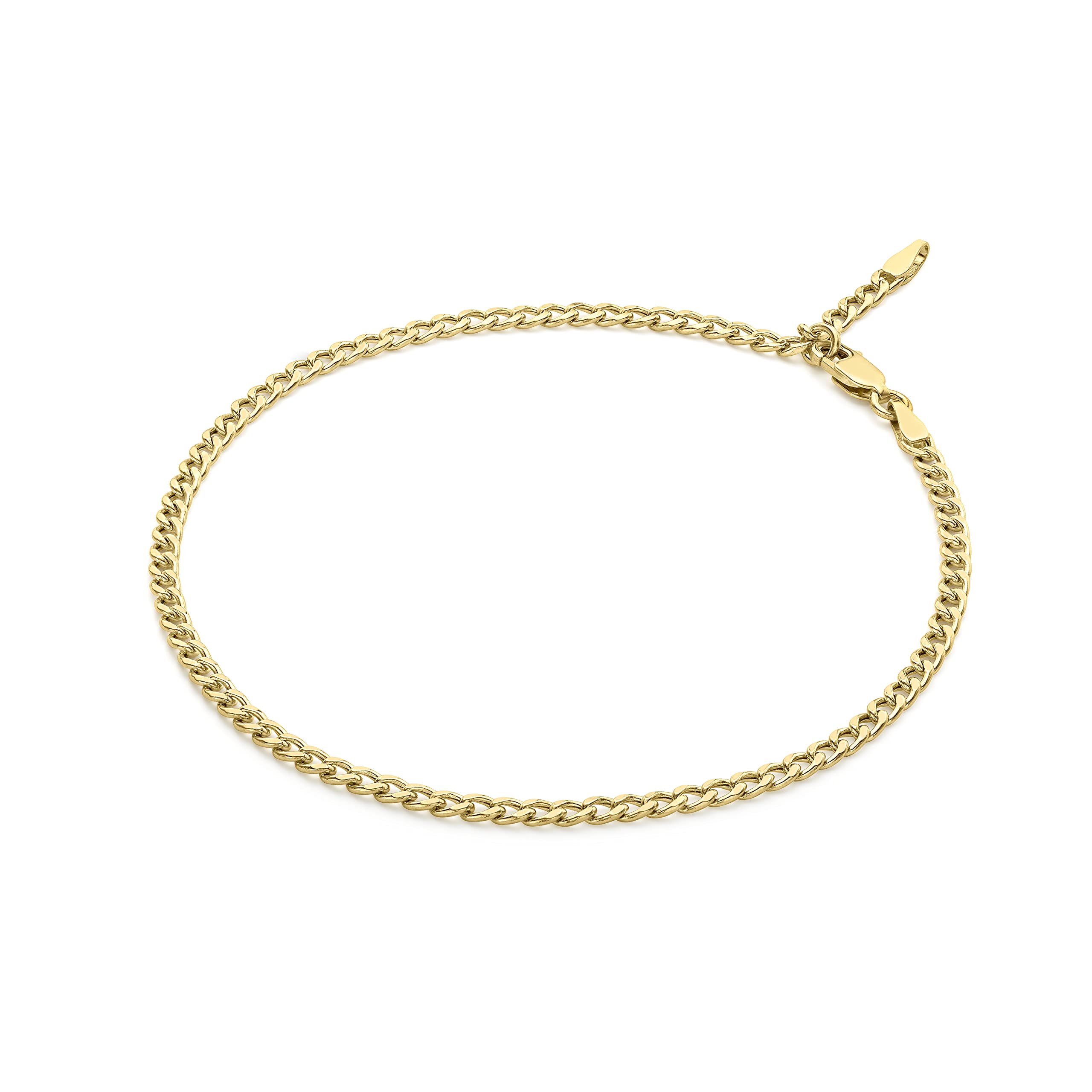 CARISSIMA Women's 9 ct Yellow Gold Adjustable Curb Chain Anklet of Length 25.5 cm/10 Inch