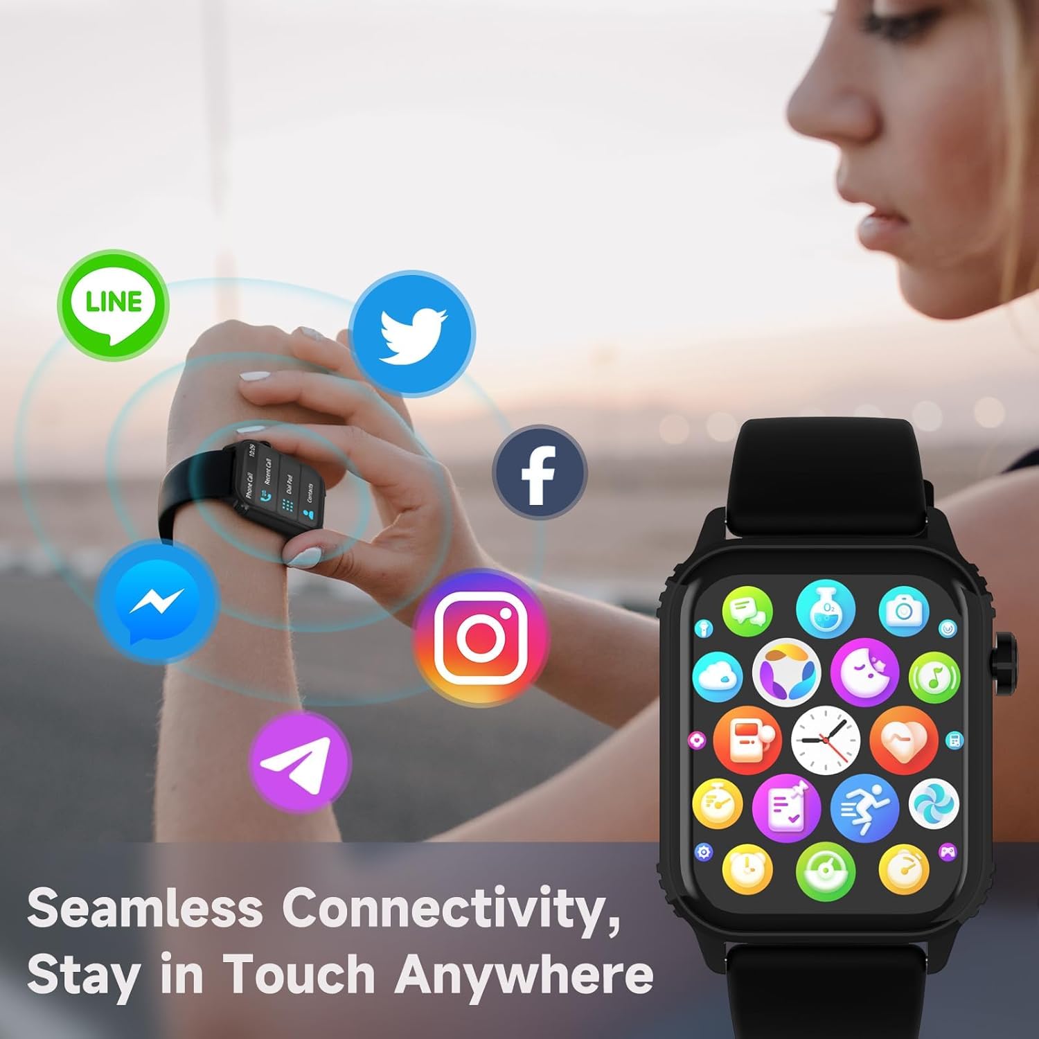 Smart Watch, 2025 High-End Design, Smart Watch, iPhone Compatible, Android Compatible, Bluetooth 5.4, Call Function, 1.83-Inch HD Large Screen, Wristwatch, 120 Exercise Modes, Incoming Calls/Message