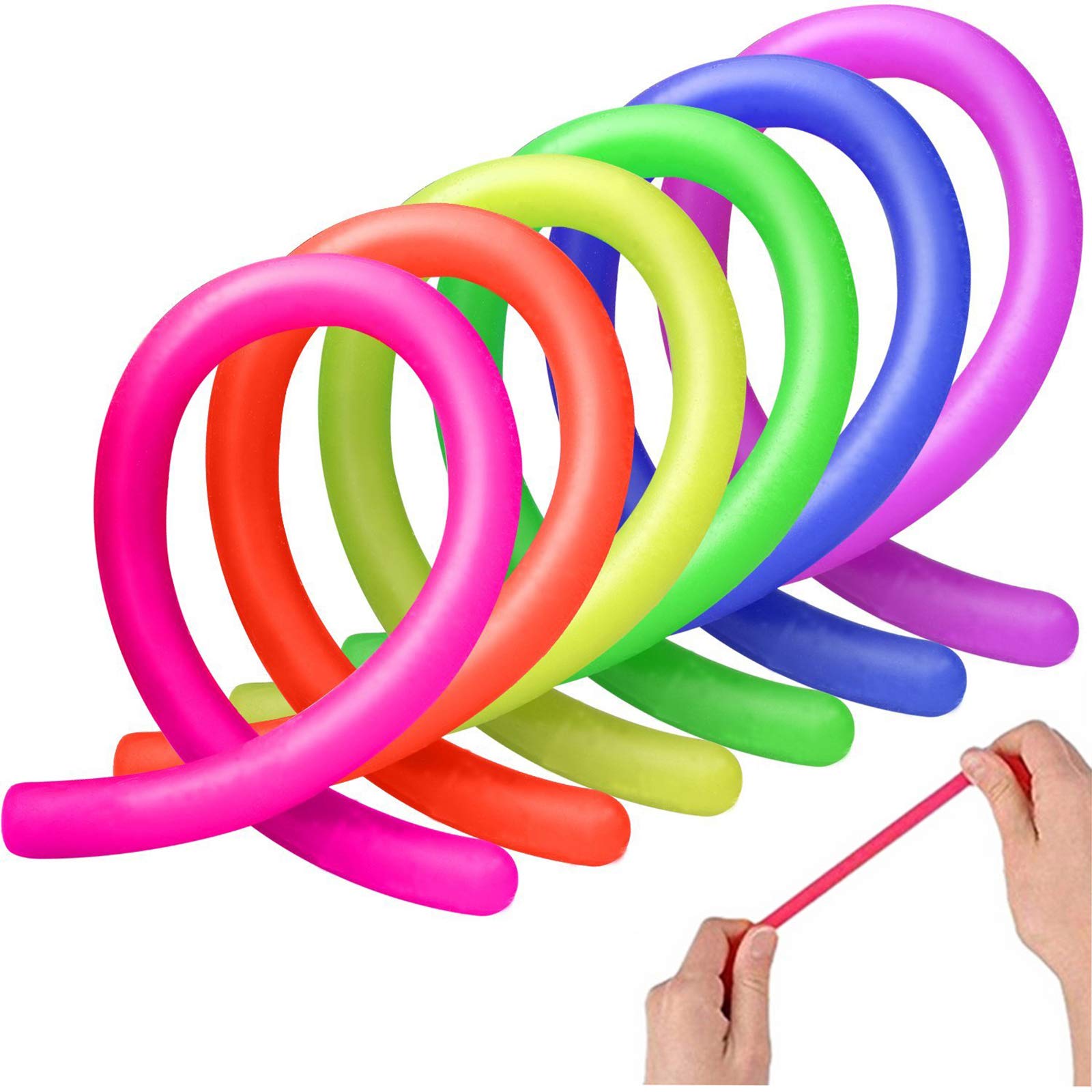 Colorful Sensory Fidget Stretch Toys Helps Reduce Fidgeting Due to Stress and Anxiety for ADD, ADHD, Autism (12 Pack)
