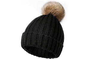 Nimalpal Winter Hats for Women - Beanies Women Winter Hat with Faux Fur Pom Warm Knit Skull Cap Thick Beanie Hat