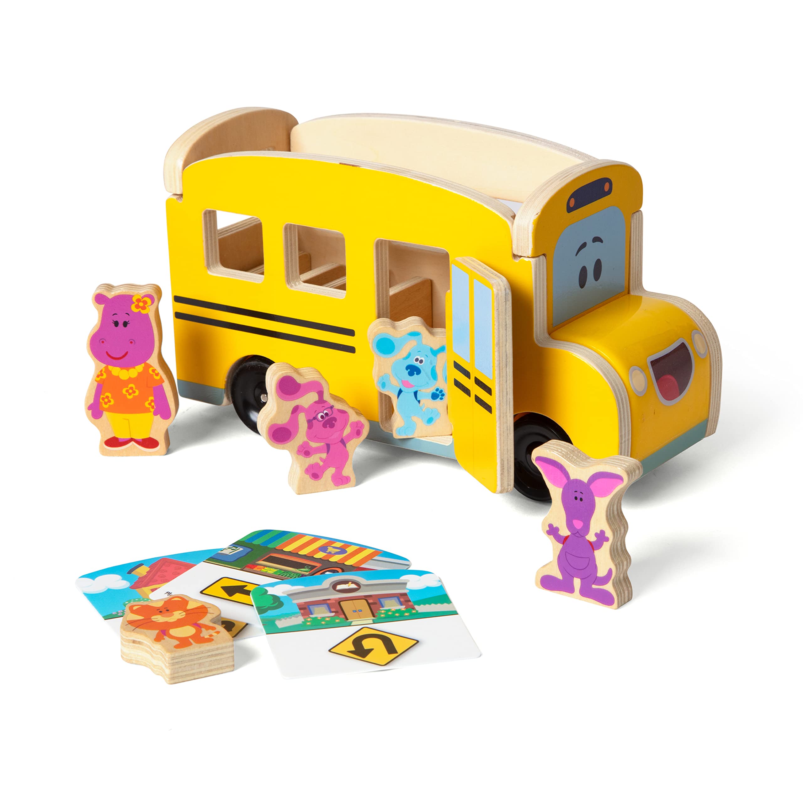 Melissa & Doug Blue's Clues & You! Wooden Pull-Back School Bus