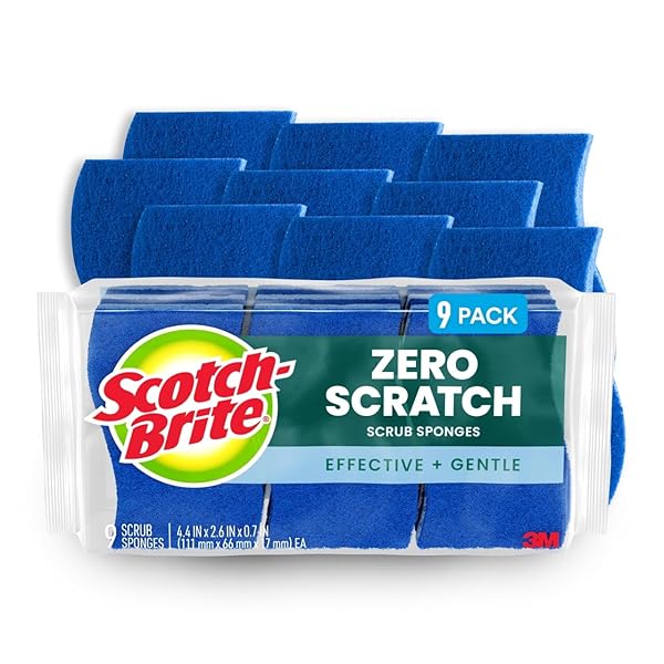 SCOTCH-BRITE NON-SCRATCH SCRUB SPONGES, FOR WASHING DISHES AND CLEANING KITCHEN, 9 SCRUB SPONGES