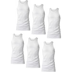 Hanes Men's Tank Top Undershirt Pack, Moisture-Wicking Cotton Ribbed Tanks for Men, Multi-Pack, White or Black/Gray - White -