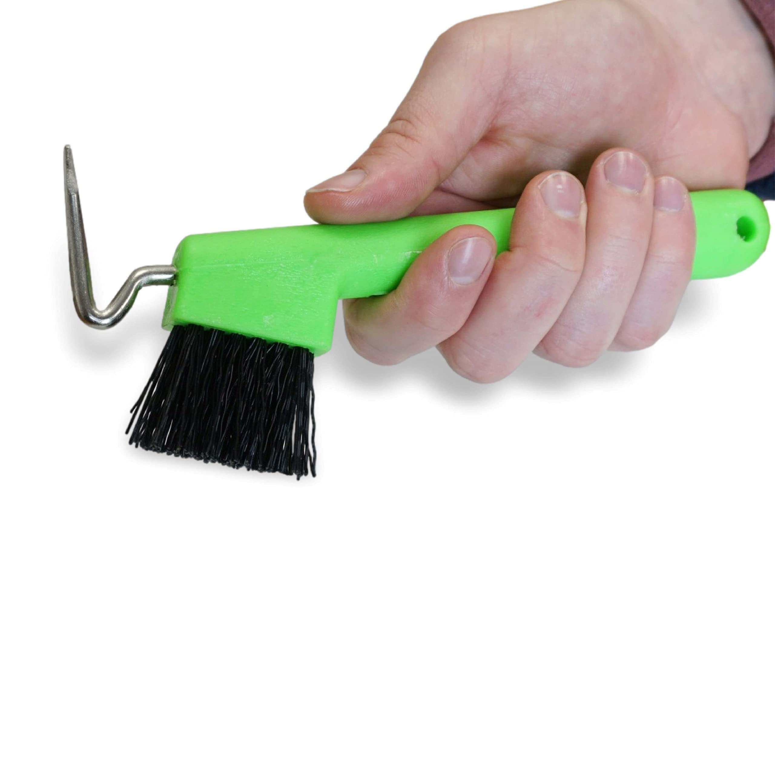 Hoof Pick for Horses Donkey Goat Hoof with Extra Stable Brush and Ergonomic Handle (Neon Green (1x))