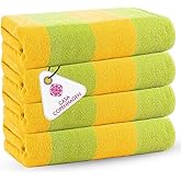CASA COPENHAGEN Malibu Beach Towels Designed in Denmark Rough and Tough, Quick Dry, for Pool, Bath & Shower 30x60 inches 4 Pieces Cotton Beach Bath Towels Set - Green