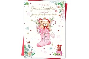 gerdiny Christmas Card for Granddaughter, Merry Christmas Gifts for Granddaughter，Funny Xmas Card & Gifts for Granddaughters from Grandpa, Grandma, Grandparents