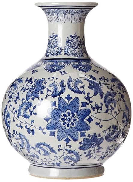 Buy Oriental Furniture 12 Floral Blue White Porcelain Vase