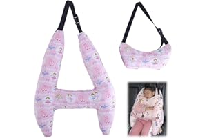 ATLODAS Travel Pillows for Kids Car Pillow Adults and Children H-Shaped Pillow Travel Pillow for Helps Improve Body and Head Comfort (Pink Fairy+Headrest)