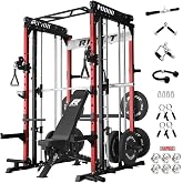 RitFit M1 Pro Smith Machine with Cable Crossover System, Multi-Function Squat Rack Power Cage for Home Gym, Power Rack and Pa