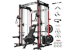 RitFit M1 & M1 Pro Smith Machine with Cable Crossover System, Multi-Function Squat Rack Power Cage for Home Gym, Power Rack and Packages