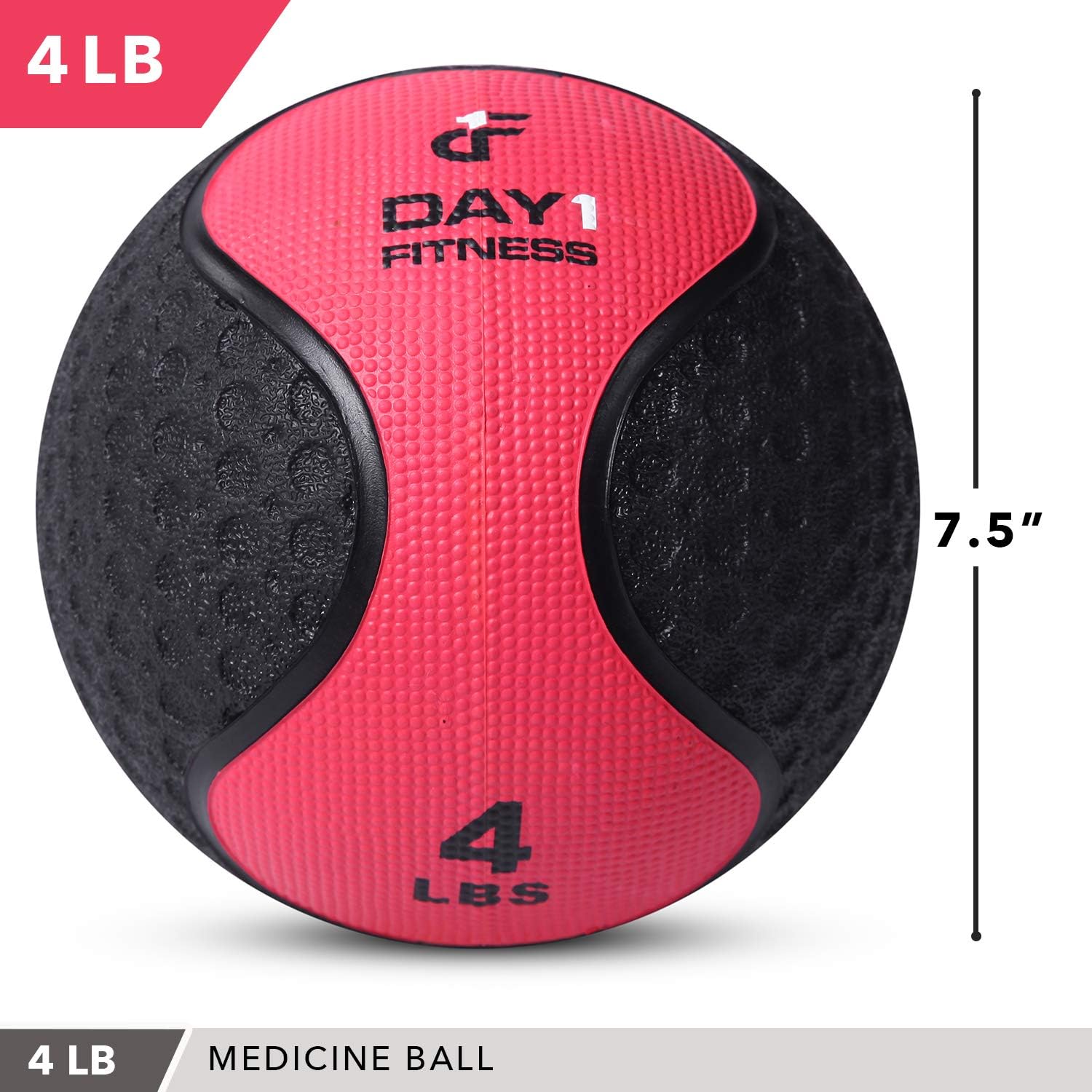 Medicine Exercise Ball with Dual Texture for Superior Grip by Day 1 Fitness - 4 Pounds - Fitness Balls for Plyometrics, Workouts - Improves Balance, Flexibility, Coordination : Sports & Outdoors
