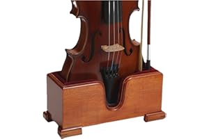 YWYLL Violin and Bow Holder ( Stand), Wooden Violin Holder Floor Display for Violin, Velvet Protection, Stable and Classy Aesthetic (brown wood + red relvet)