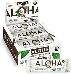 ALOHA Organic Plant Based Protein Bars | Coconut Chocolate Almond, 12 Count | 14g Plant-Based Protein, 5g Fiber, 4g Sugar | G