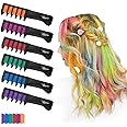 Maydear Hair Chalk Comb for Kids Girls, Temporary Hair Color Kit Non Toxic Washable Hair Dye for Age 4 5 6 7 8 9 10 11 12 Birthday Cosplay Christmas Easter Basket Stuffers Gift(6 Colors Set)