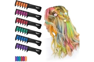 Maydear Hair Chalk Comb for Kids Girls, Temporary Hair Color Kit Non Toxic Washable Hair Dye for Age 4 5 6 7 8 9 10 11 12 Birthday Cosplay Christmas Easter Basket Stuffers Gift(6 Colors Set)