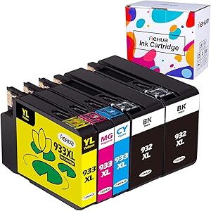 Hehua Compatible 932XL 933XL Ink Cartridges Replacement for HP 932 933 XL High Yield for HP Officejet 7510 6100 6700 6600 7110 7610 7612 Printer (2Black, Cyan, Yellow, Magenta, 5 Packs)